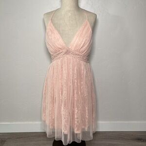 Lulus Women's Dress Night Of Love Mesh Lace Sleeveless Homecoming S Pink